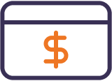 Icon of a credit card with a dollar sign in the middle