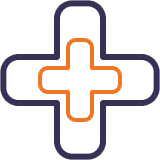 Icon of a nurses cross with another cross outlined in the center